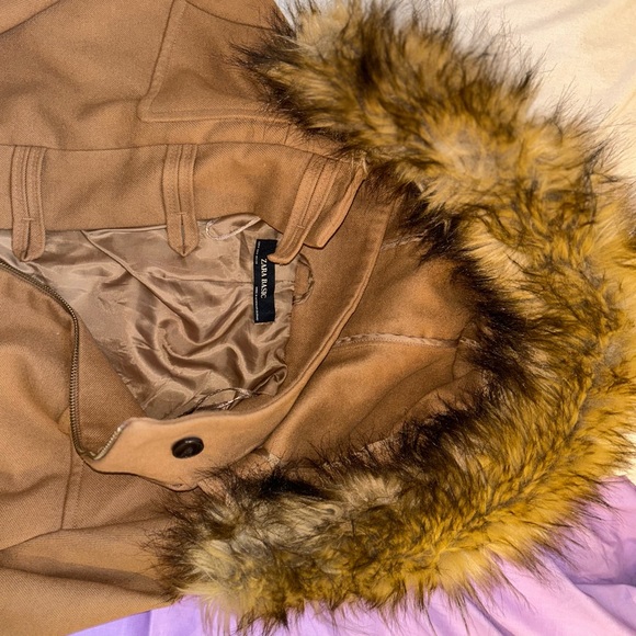 Zara Removable Hood Faux Fur Long Coat | Color: Brown/Tan - Picture 8 of 8
